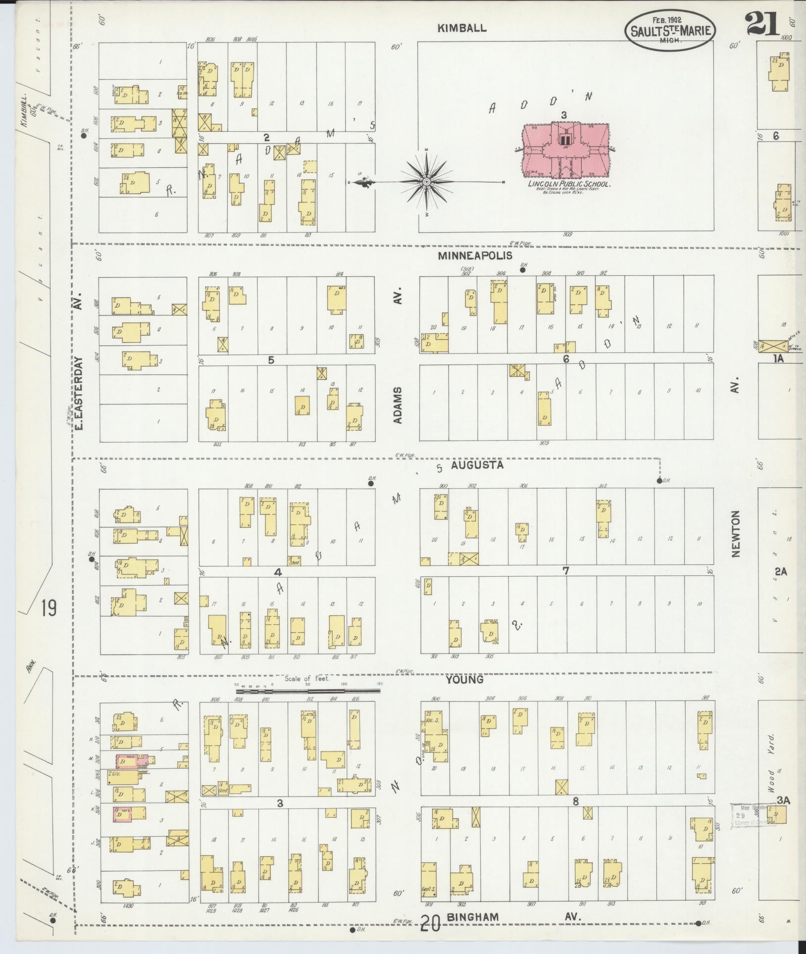 Sanborn Fire Insurance Map from Sault Sainte Marie, Chippewa County, Michigan (1902), Sheet #0021 - Complete Map Set gallery image, historic Sanborn map, vintage wall art, Michigan Michigan