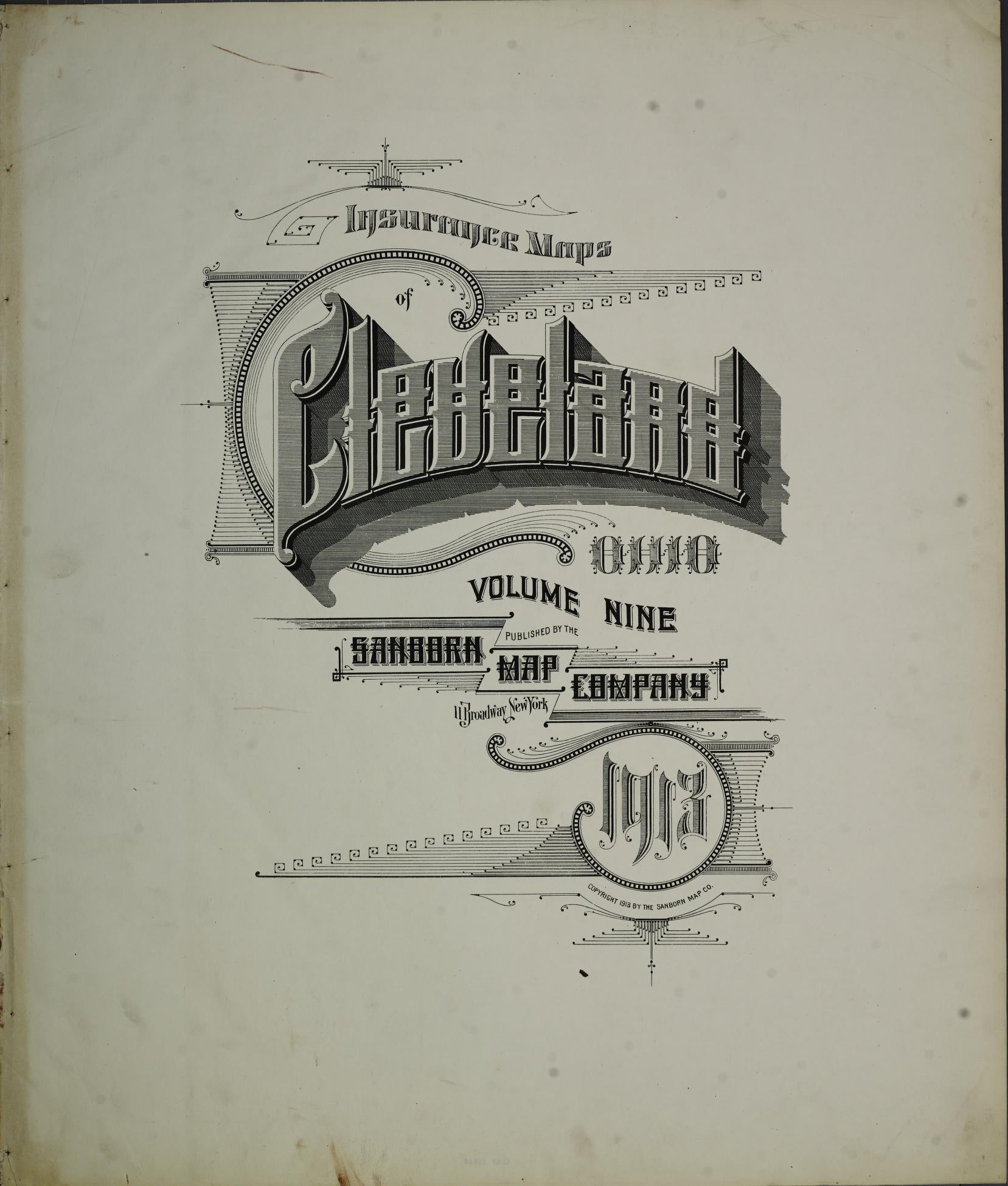 Sanborn Fire Insurance Map from Cleveland, Cuyahoga County, Ohio (1913), Sheet #0001 - Complete Map Set gallery image, historic Sanborn map, vintage wall art, Ohio Ohio