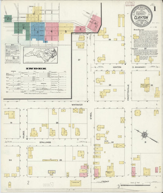 Sanborn Fire Insurance Map from Clayton, Johnston County, North Carolina. (1913) – Historic Sanborn Fire Insurance Map Print