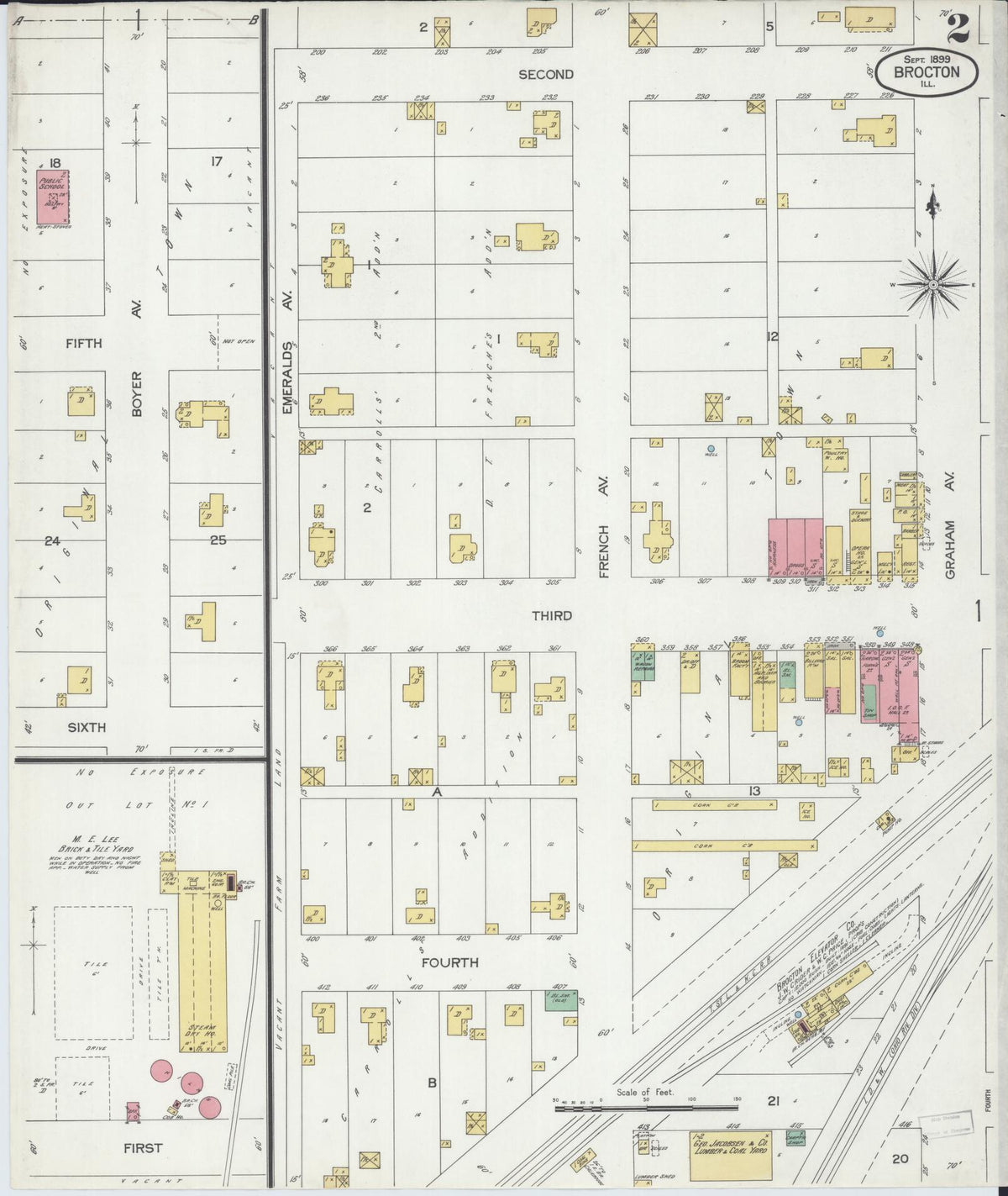 Sanborn Fire Insurance Map from Brockton, Edgar County, Illinois (1899), Sheet #0002 - Complete Map Set gallery image, historic Sanborn map, vintage wall art, Illinois Illinois