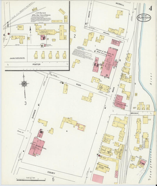 Sanborn Fire Insurance Map from Plymouth, Grafton County, New Hampshire (1911), Sheet #0004 - Historic Sanborn Fire Insurance Map Print, vintage old map wall art, antique decor, genealogy gift, New Hampshire New Hampshire map