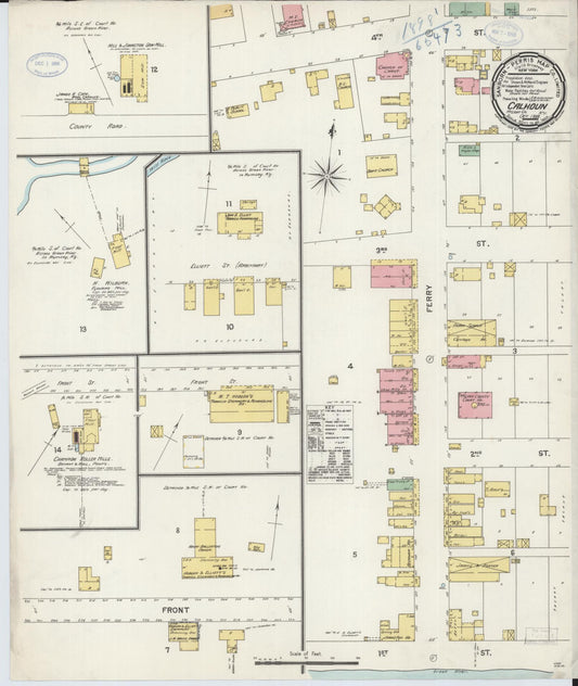 Sanborn Fire Insurance Map from Calhoun, Mclean County, Kentucky (1898), Sheet #0001 - Historic Sanborn Fire Insurance Map Print, vintage old map wall art, antique decor, genealogy gift, Kentucky Kentucky map
