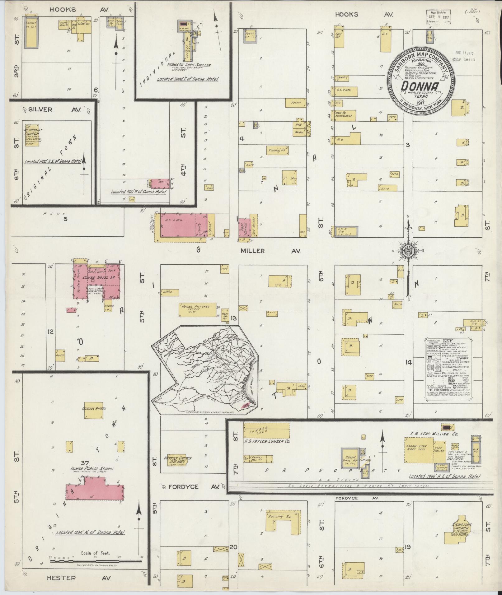 Sanborn Fire Insurance Map from Donna, Hidalgo County, Texas. (1917) – Historic Sanborn Fire Insurance Map Print