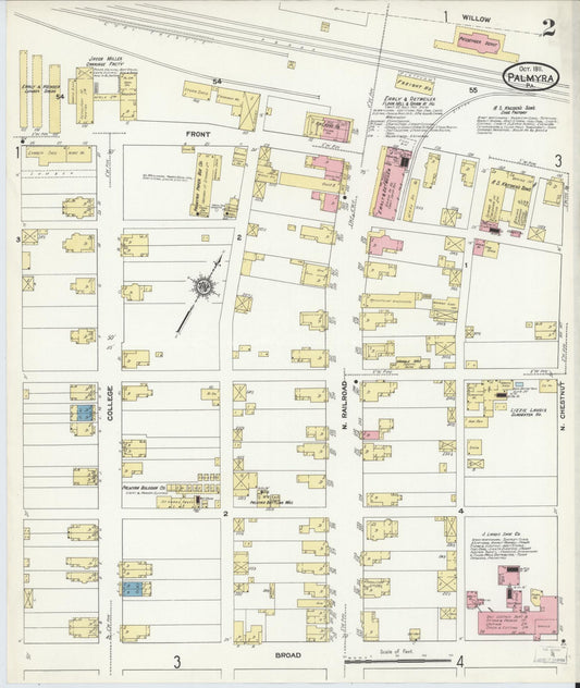 Sanborn Fire Insurance Map from Palmyra, Lebanon County, Pennsylvania (1911), Sheet #0002 - Historic Sanborn Fire Insurance Map Print, vintage old map wall art, antique decor, genealogy gift, Pennsylvania Pennsylvania map