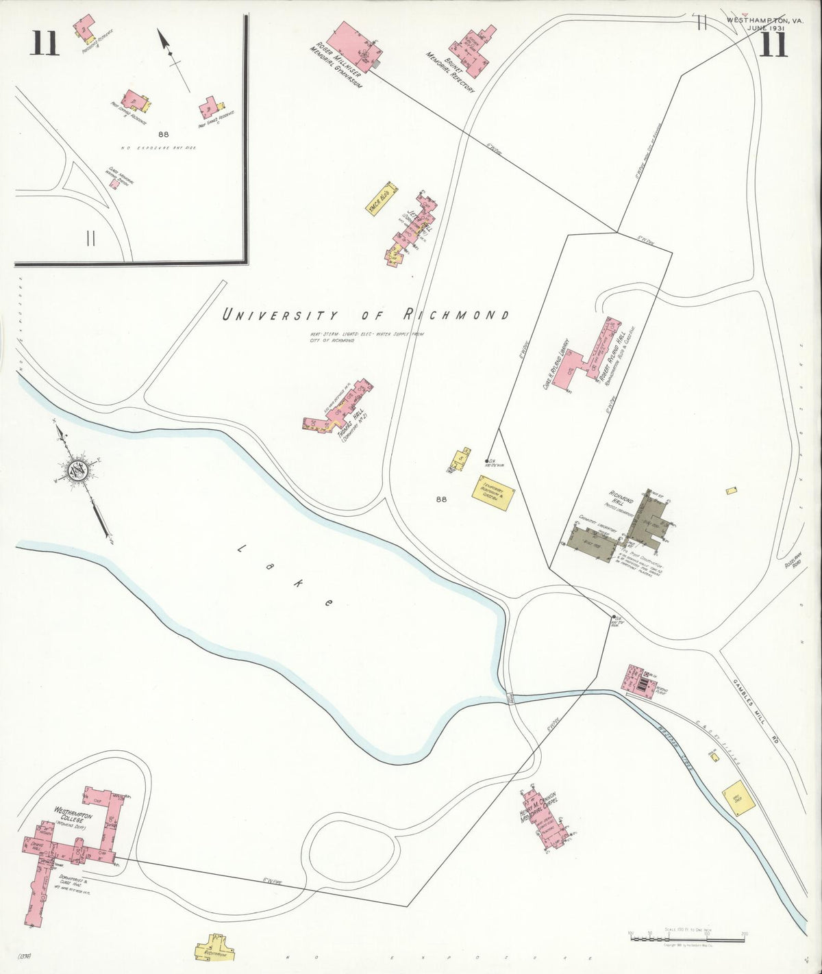 Sanborn Fire Insurance Map from Westhampton, Henrico County, Virginia (1931), Sheet #0011 - Complete Map Set gallery image, historic Sanborn map, vintage wall art, Virginia Virginia