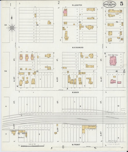 Sanborn Fire Insurance Map from Brainerd, Crow Wing County, Minnesota (1898), Sheet #0005 - Complete Map Set gallery image, historic Sanborn map, vintage wall art, Minnesota Minnesota
