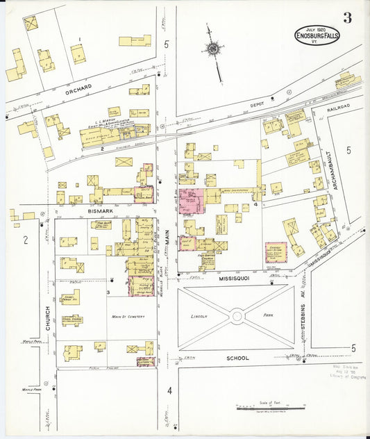 Sanborn Fire Insurance Map from Enosburg Falls, Franklin County, Vermont (1920), Sheet #0003 - Historic Sanborn Fire Insurance Map Print, vintage old map wall art, antique decor, genealogy gift, Vermont Vermont map