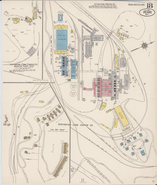 Sanborn Fire Insurance Map from Miami, Gila County, Arizona (1922), Sheet #0018 - Historic Sanborn Fire Insurance Map Print, vintage old map wall art, antique decor, genealogy gift, Arizona Arizona map