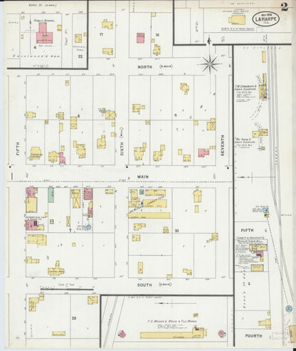 Sanborn Fire Insurance Map from La Harpe, Hancock County, Illinois (1898), Sheet #0002 - Complete Map Set gallery image, historic Sanborn map, vintage wall art, Illinois Illinois