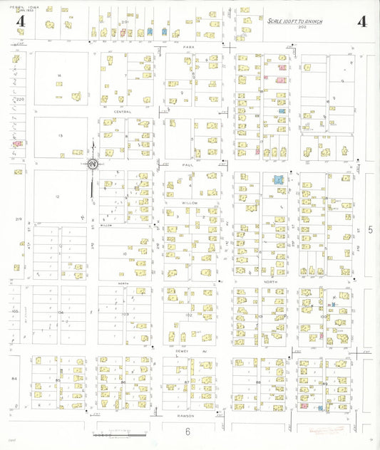 Sanborn Fire Insurance Map from Perry, Dallas County, Iowa (1933), Sheet #0004 - Historic Sanborn Fire Insurance Map Print, vintage old map wall art