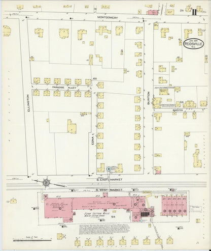 Sanborn Fire Insurance Map from Reidsville, Rockingham County, North Carolina (1914), Sheet #0011 - Historic Sanborn Fire Insurance Map Print, vintage old map wall art, antique decor, genealogy gift, North Carolina North Carolina map