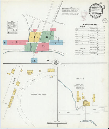 Sanborn Fire Insurance Map from Sherburne, Chenango County, New York (1900), Sheet #0001 - Historic Sanborn Fire Insurance Map Print, vintage old map wall art, antique decor, genealogy gift, New York New York map