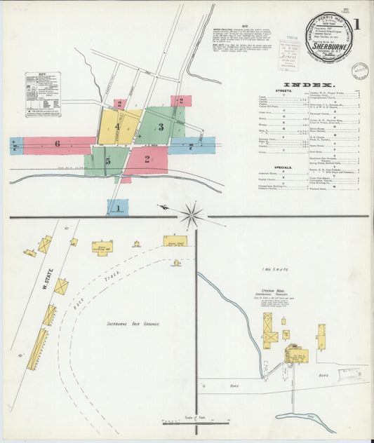 Sanborn Fire Insurance Map from Sherburne, Chenango County, New York (1900), Sheet #0001 - Historic Sanborn Fire Insurance Map Print, vintage old map wall art, antique decor, genealogy gift, New York New York map