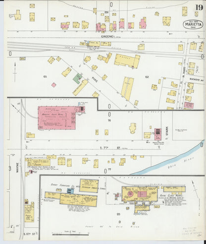 Sanborn Fire Insurance Map from Marietta, Washington County, Ohio (1900), Sheet #0019 - Historic Sanborn Fire Insurance Map Print, vintage old map wall art, antique decor, genealogy gift, Ohio Ohio map