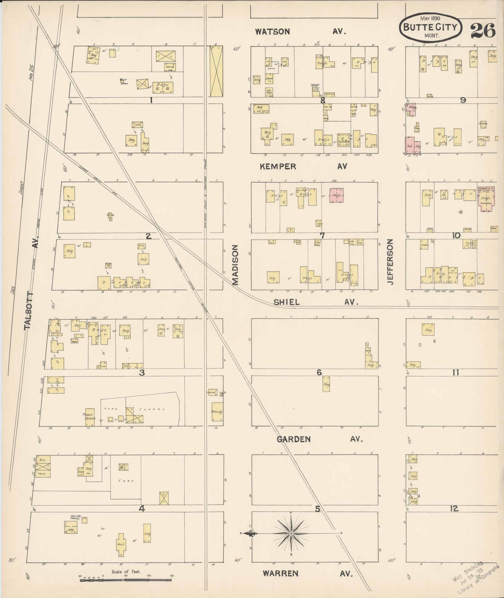 Sanborn Fire Insurance Map from Butte, Silver Bow County, Montana (1890), Sheet #0026 - Historic Sanborn Fire Insurance Map Print, vintage old map wall art, antique decor, genealogy gift, Montana Montana map