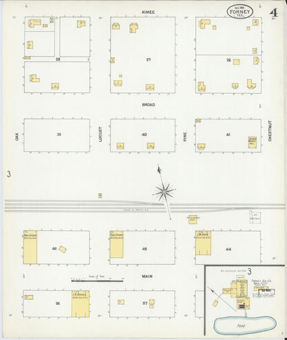 Sanborn Fire Insurance Map from Forney, Kaufman County, Texas (1901), Sheet #0004 - Historic Sanborn Fire Insurance Map Print, vintage old map wall art, antique decor, genealogy gift, Texas Texas map
