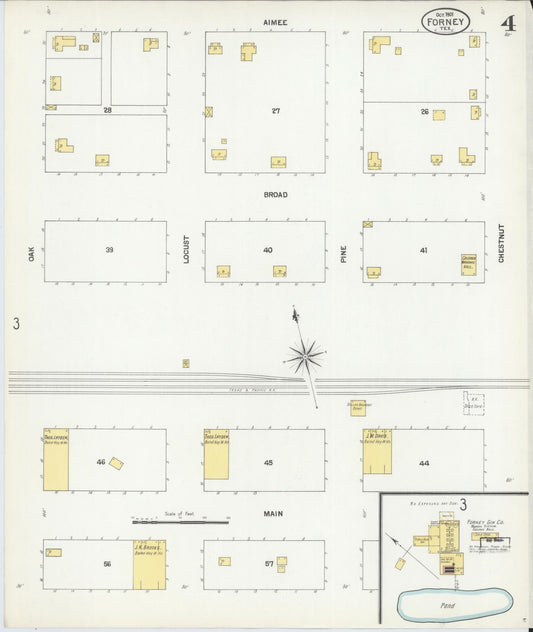 Sanborn Fire Insurance Map from Forney, Kaufman County, Texas (1901), Sheet #0004 - Historic Sanborn Fire Insurance Map Print, vintage old map wall art, antique decor, genealogy gift, Texas Texas map