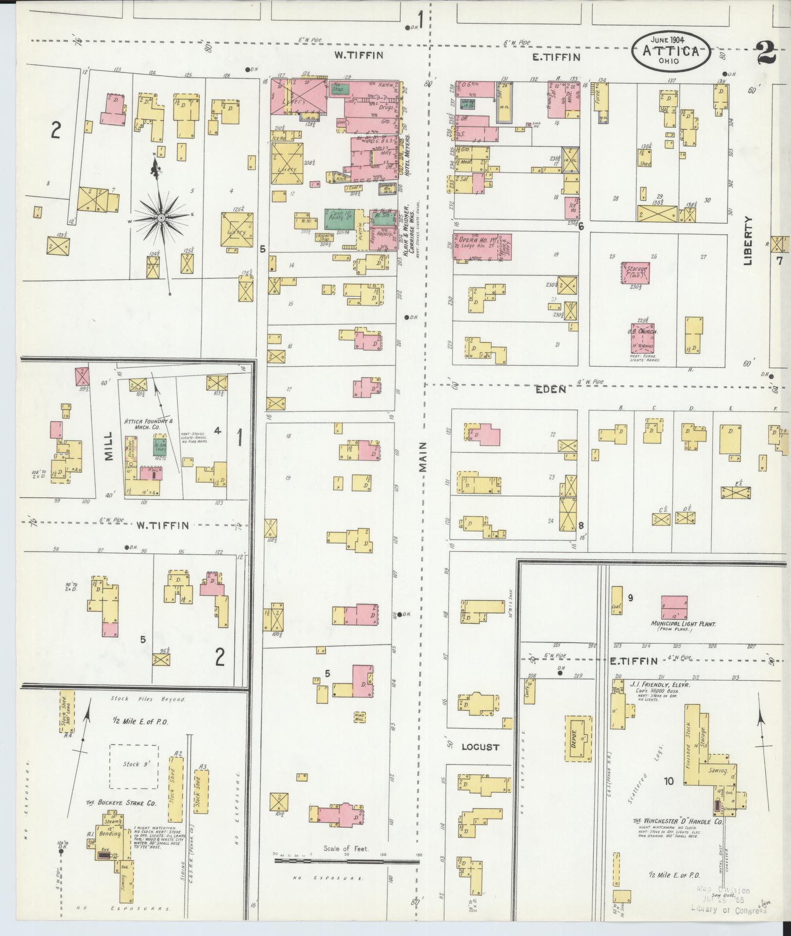 Sanborn Fire Insurance Map from Attica, Seneca County, Ohio (1904), Sheet #0002 - Complete Map Set gallery image, historic Sanborn map, vintage wall art, Ohio Ohio