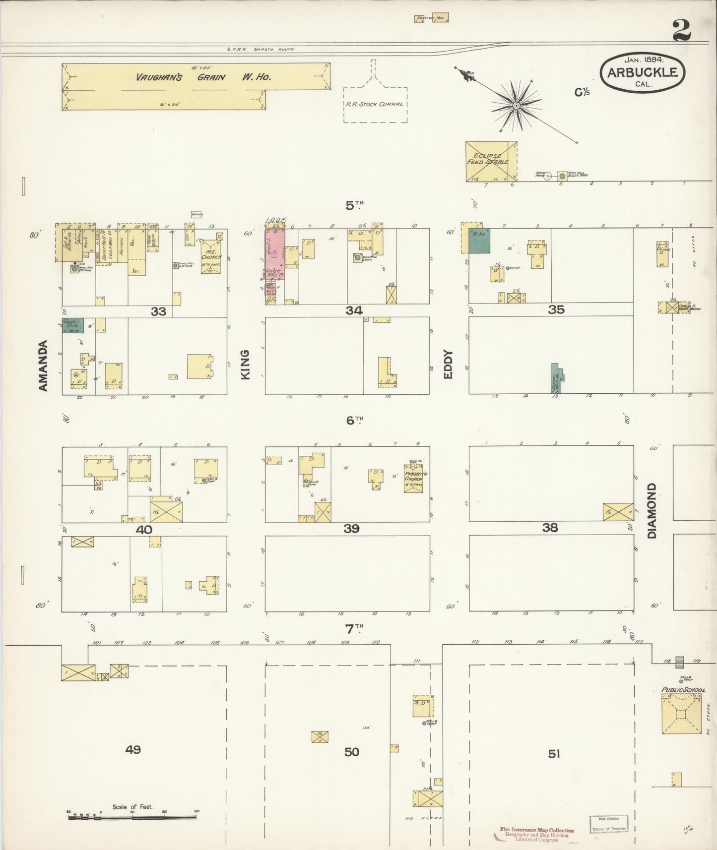 Sanborn Fire Insurance Map from Arbuckle, Colusa County, California (1894), Sheet #0002 - Historic Sanborn Fire Insurance Map Print, vintage old map wall art, antique decor, genealogy gift, California California map