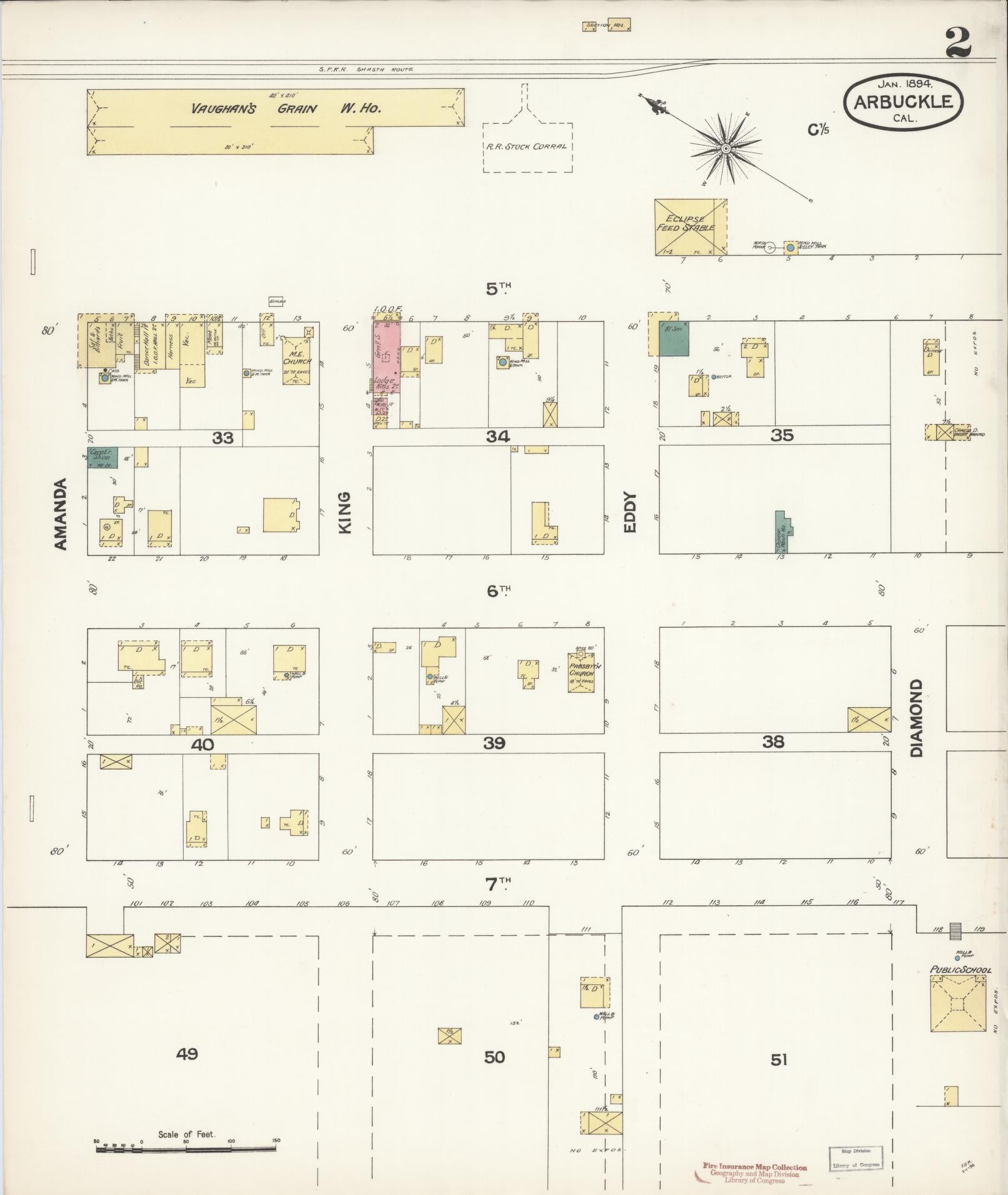 Sanborn Fire Insurance Map from Arbuckle, Colusa County, California (1894), Sheet #0002 - Historic Sanborn Fire Insurance Map Print, vintage old map wall art, antique decor, genealogy gift, California California map