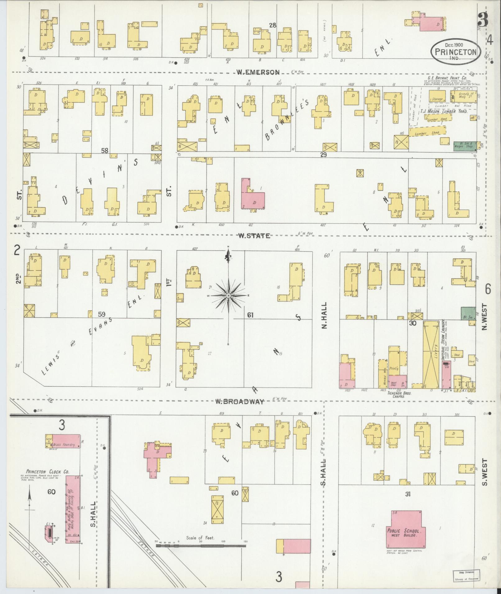 Sanborn Fire Insurance Map from Princeton, Gibson County, Indiana (1900), Sheet #0003 - Complete Map Set gallery image, historic Sanborn map, vintage wall art, Indiana Indiana