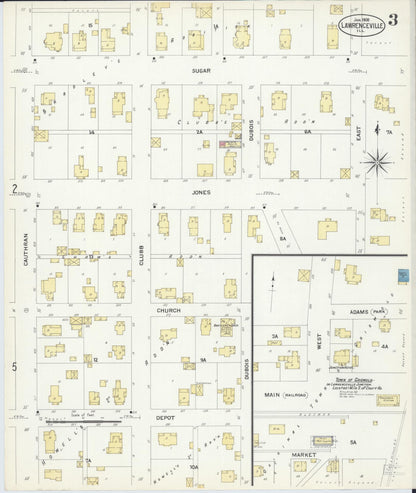 Sanborn Fire Insurance Map from Lawrenceville, Lawrence County, Illinois (1908), Sheet #0003 - Historic Sanborn Fire Insurance Map Print, vintage old map wall art, antique decor, genealogy gift, Illinois Illinois map