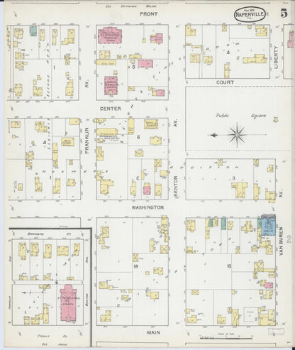 Sanborn Fire Insurance Map from Naperville, Du Page County, Illinois (1892), Sheet #0005 - Complete Map Set gallery image, historic Sanborn map, vintage wall art, Illinois Illinois