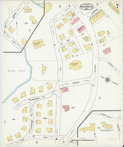 Sanborn Fire Insurance Map from Winchester, Middlesex County, Massachusetts (1916), Sheet #0007 - Complete Map Set gallery image, historic Sanborn map, vintage wall art, Massachusetts Massachusetts