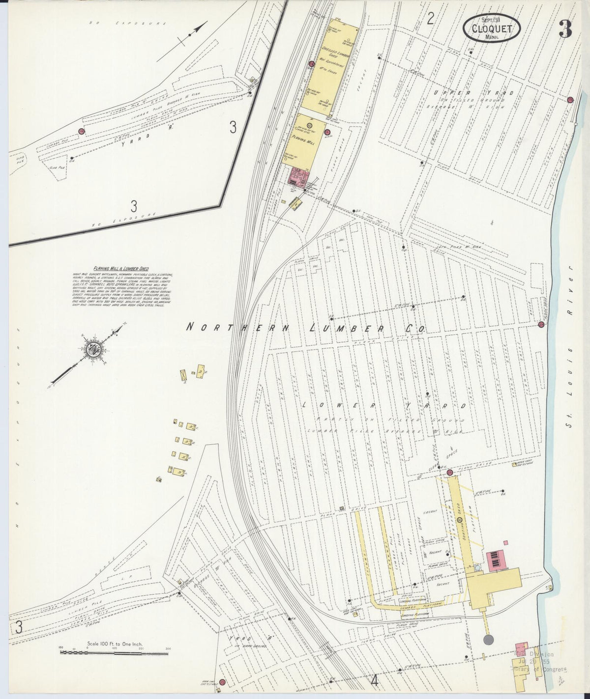 Sanborn Fire Insurance Map from Cloquet, Carlton County, Minnesota (1911), Sheet #0003 - Historic Sanborn Fire Insurance Map Print, vintage old map wall art, antique decor, genealogy gift, Minnesota Minnesota map