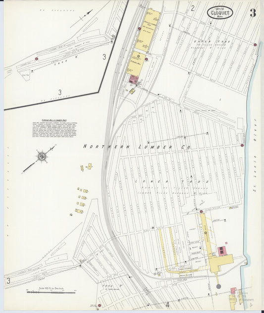 Sanborn Fire Insurance Map from Cloquet, Carlton County, Minnesota (1911), Sheet #0003 - Historic Sanborn Fire Insurance Map Print, vintage old map wall art, antique decor, genealogy gift, Minnesota Minnesota map