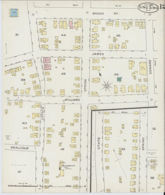 Sanborn Fire Insurance Map from Sing Sing, Westchester County, New York (1886), Sheet #0012 - Historic Sanborn Fire Insurance Map Print, vintage old map wall art, antique decor, genealogy gift, New York New York map