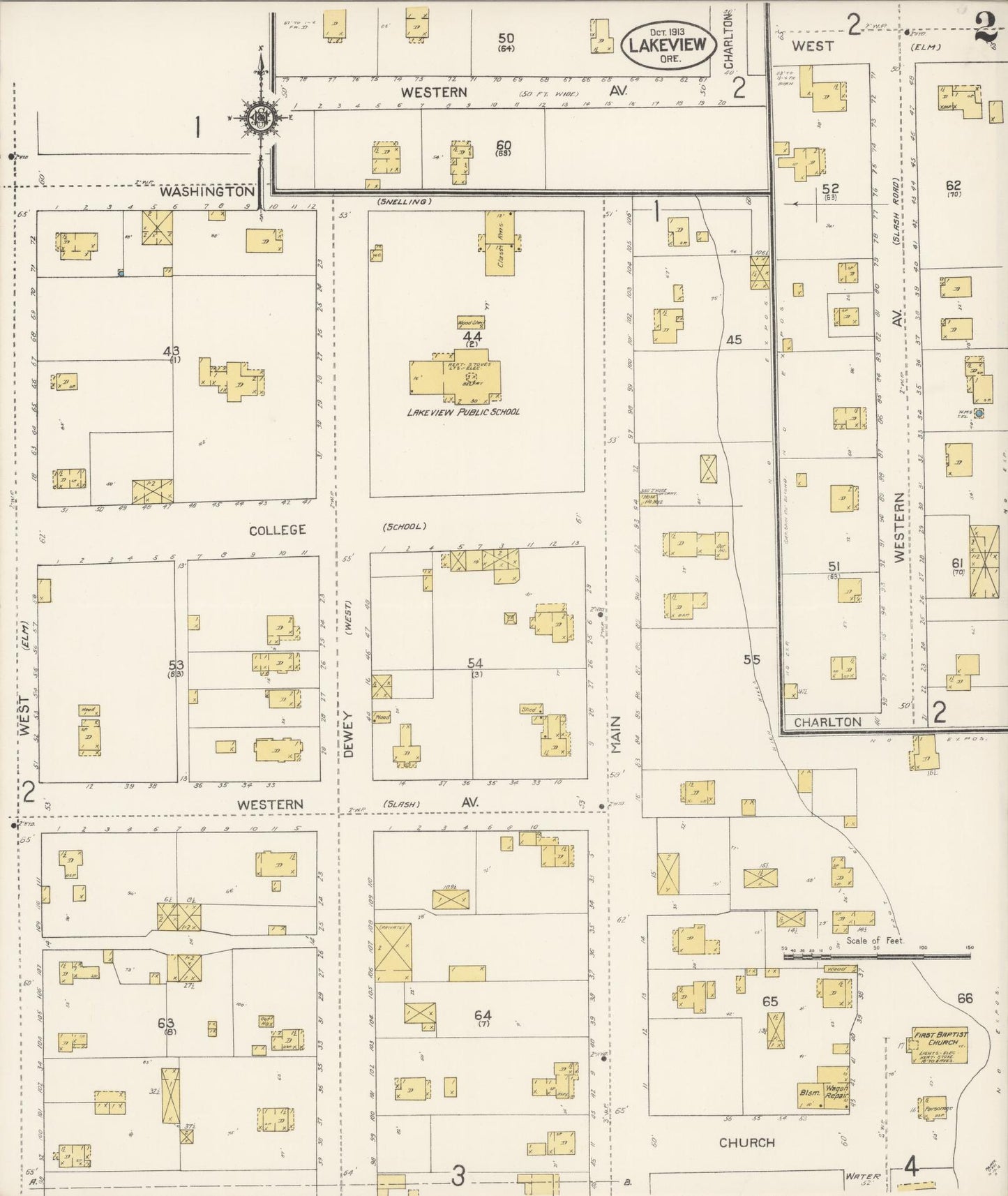 Sanborn Fire Insurance Map from Lakeview, Lake County, Oregon (1913), Sheet #0002 - Complete Map Set gallery image, historic Sanborn map, vintage wall art, Oregon Oregon