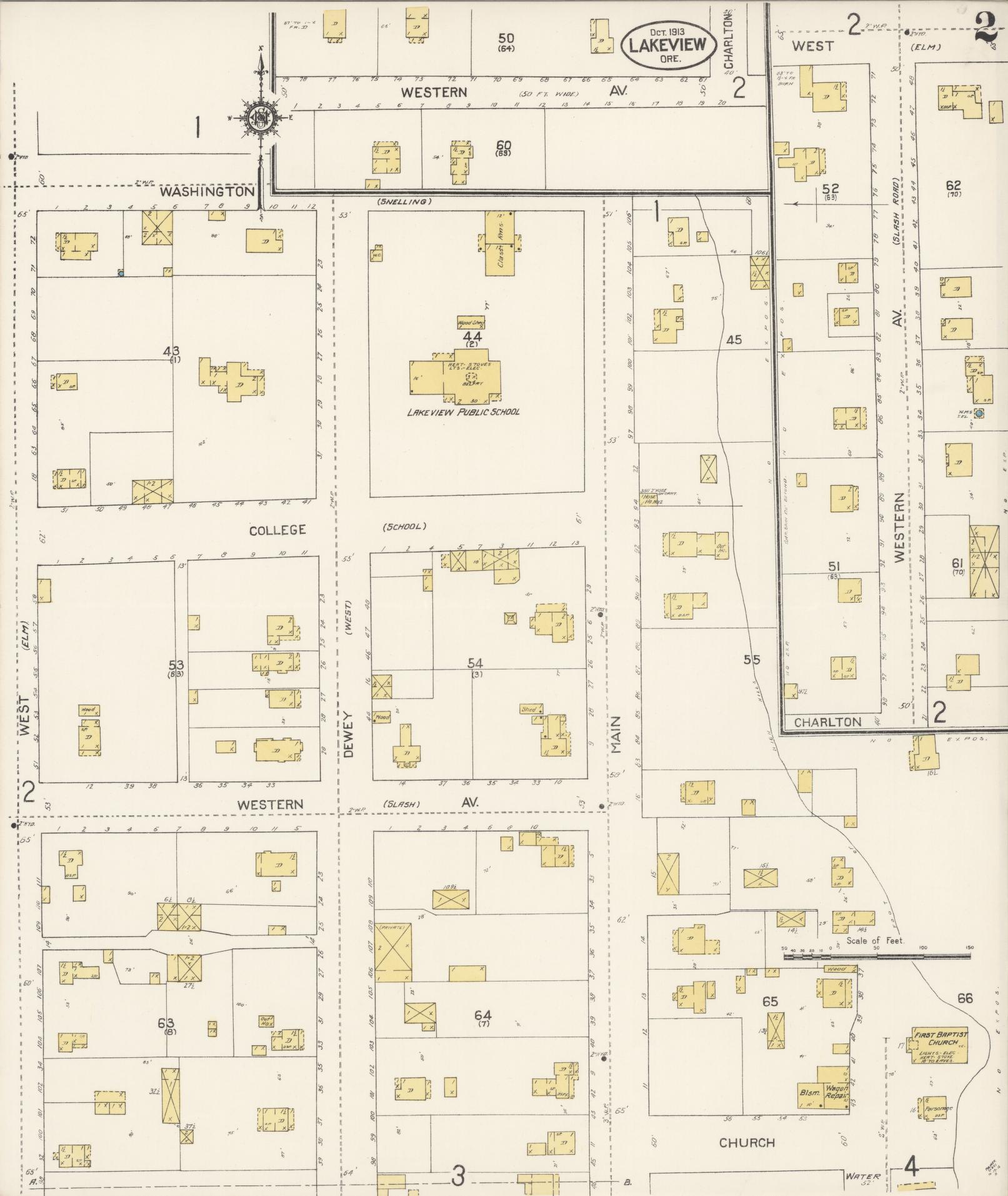 Sanborn Fire Insurance Map from Lakeview, Lake County, Oregon (1913), Sheet #0002 - Complete Map Set gallery image, historic Sanborn map, vintage wall art, Oregon Oregon