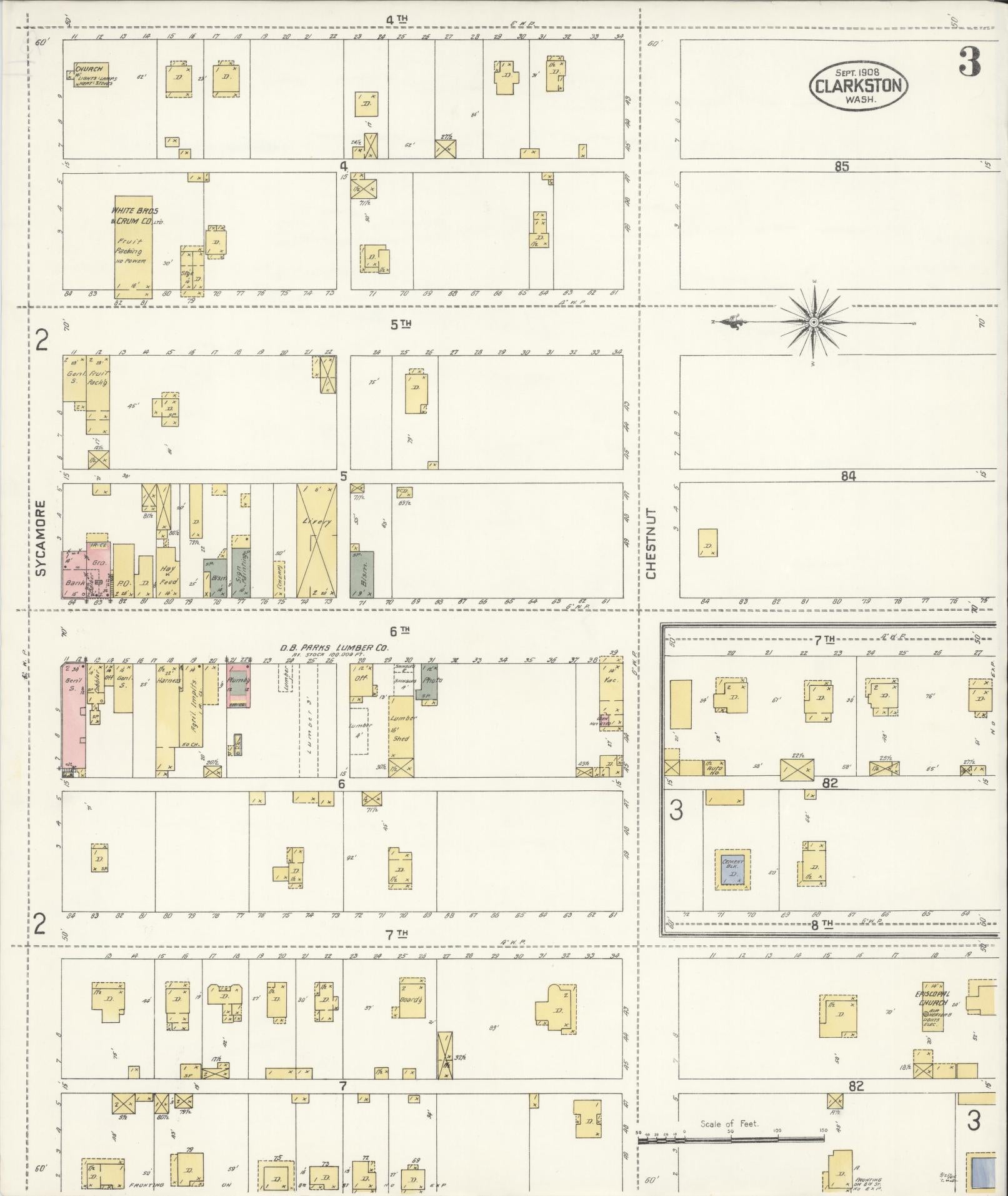 Sanborn Fire Insurance Map from Clarkston, Asotin County, Washington (1908), Sheet #0003 - Complete Map Set gallery image, historic Sanborn map, vintage wall art, Washington Washington