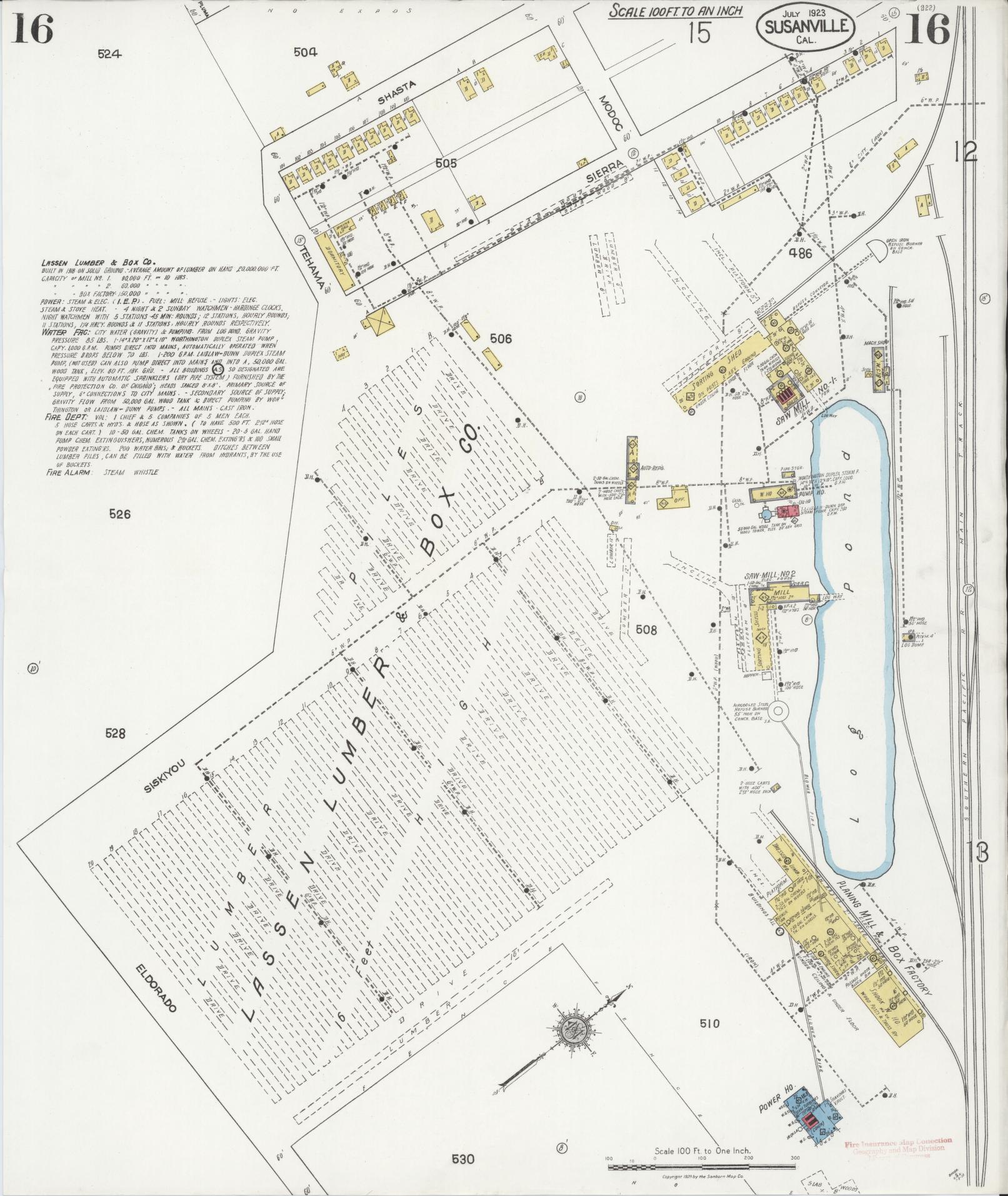 Sanborn Fire Insurance Map from Susanville, Lassen County, California (1923), Sheet #0016 - Complete Map Set gallery image, historic Sanborn map, vintage wall art, California California