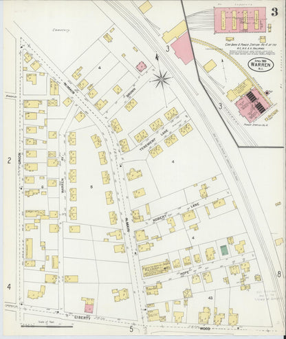Sanborn Fire Insurance Map from Warren, Bristol County, Rhode Island (1903), Sheet #0003 - Complete Map Set gallery image, historic Sanborn map, vintage wall art, Rhode Island Rhode Island