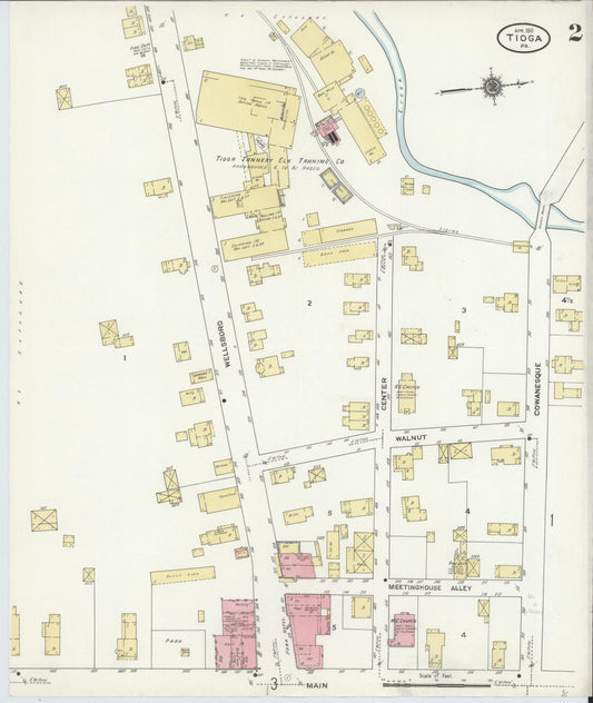 Sanborn Fire Insurance Map from Tioga, Tioga County, Pennsylvania (1911), Sheet #0002 - Historic Sanborn Fire Insurance Map Print, vintage old map wall art, antique decor, genealogy gift, Pennsylvania Pennsylvania map