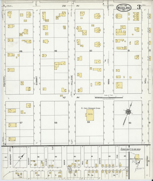 Sanborn Fire Insurance Map from Woodland, Washington County, Maine (1919), Sheet #0003 - Historic Sanborn Fire Insurance Map Print, vintage old map wall art, antique decor, genealogy gift, Maine Maine map