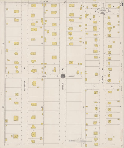 Sanborn Fire Insurance Map from Oildale, Kern County, California (1922), Sheet #0003 - Complete Map Set gallery image, historic Sanborn map, vintage wall art, California California