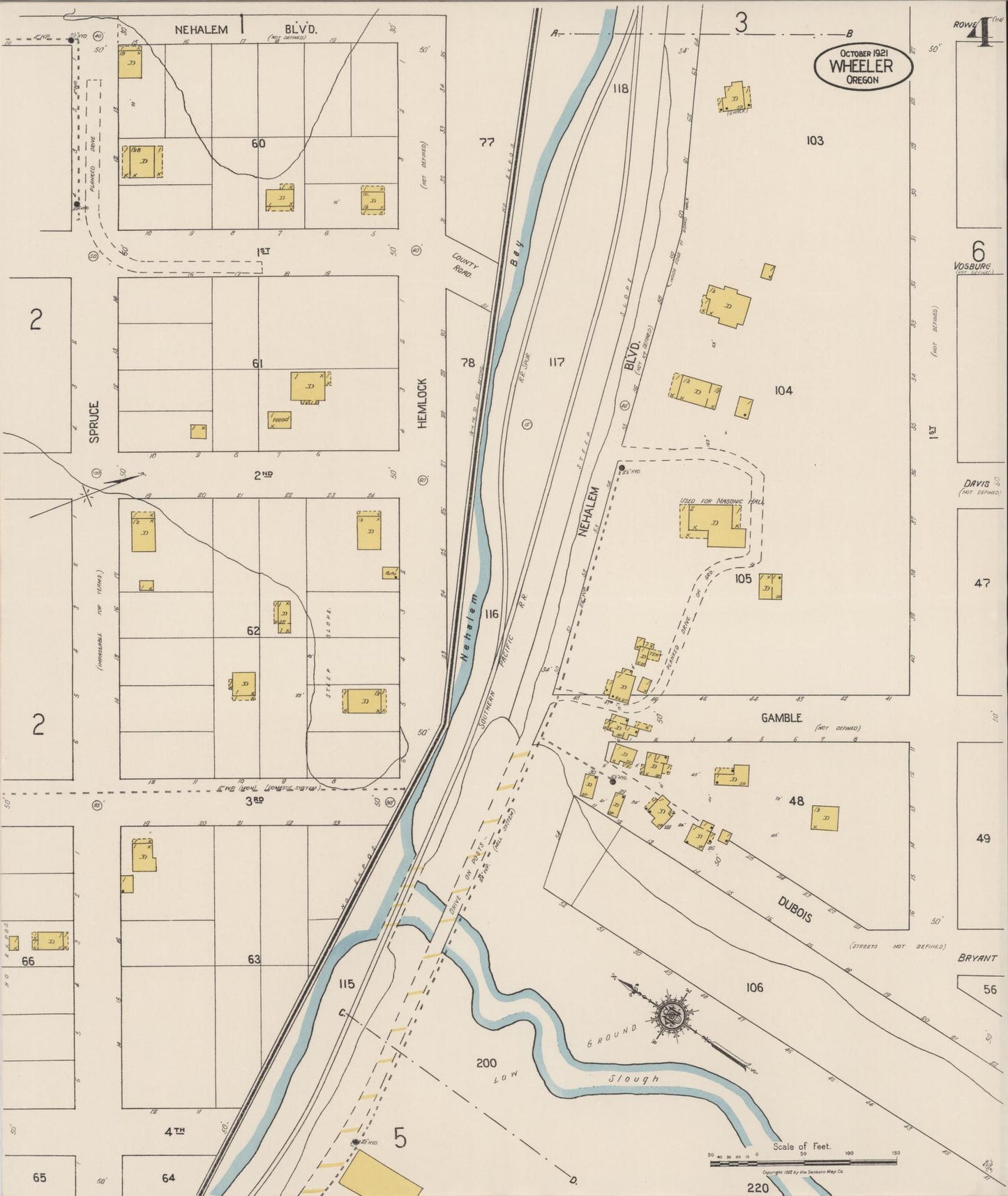 Sanborn Fire Insurance Map from Wheeler, Tillamook County, Oregon (1921), Sheet #0004 - Complete Map Set gallery image, historic Sanborn map, vintage wall art, Oregon Oregon