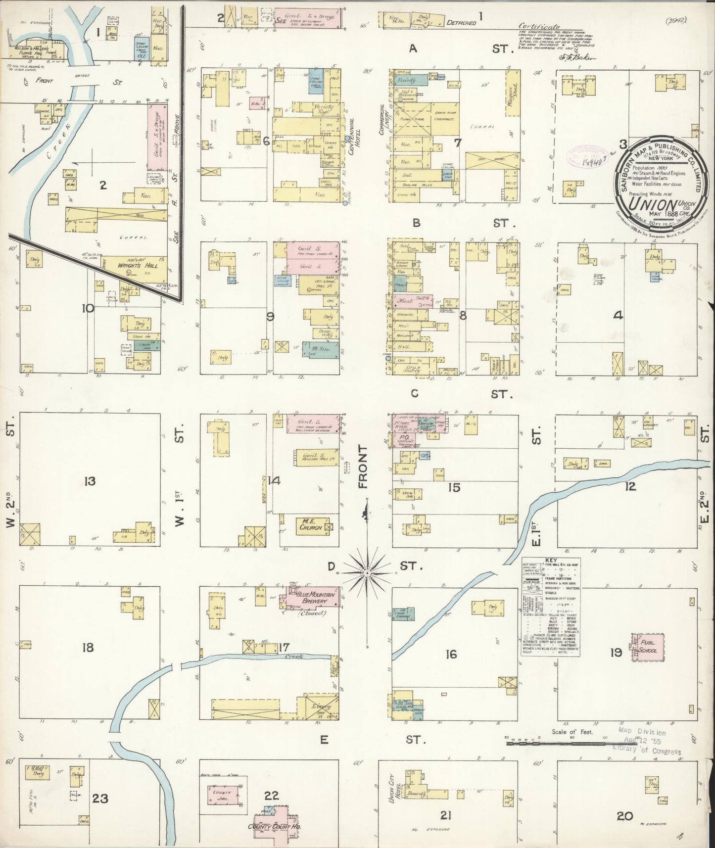 Sanborn Fire Insurance Map from Union, Union County, Oregon (1888), Sheet #0001 - Historic Sanborn Fire Insurance Map Print, vintage old map wall art, antique decor, genealogy gift, Oregon Oregon map