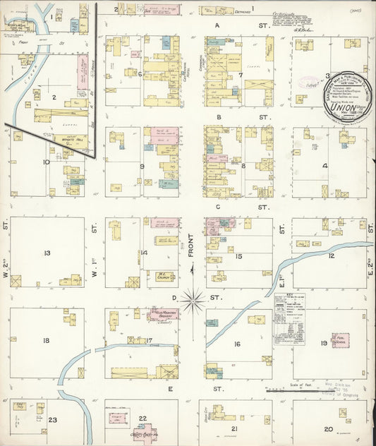 Sanborn Fire Insurance Map from Union, Union County, Oregon (1888), Sheet #0001 - Historic Sanborn Fire Insurance Map Print, vintage old map wall art, antique decor, genealogy gift, Oregon Oregon map