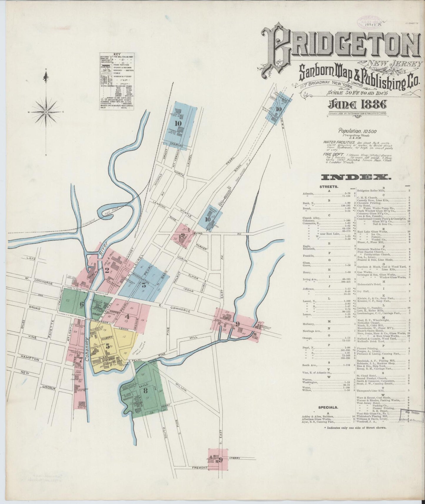 Sanborn Fire Insurance Map from Bridgeton, Cumberland County, New Jersey. (1886) – Historic Sanborn Fire Insurance Map Print