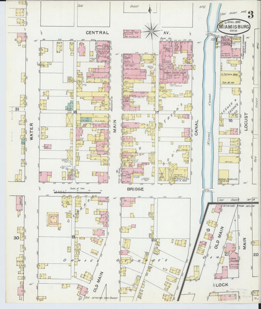 Sanborn Fire Insurance Map from Miamisburg, Montgomery County, Ohio (1892), Sheet #0003 - Historic Sanborn Fire Insurance Map Print, vintage old map wall art, antique decor, genealogy gift, Ohio Ohio map