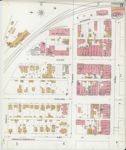 Sanborn Fire Insurance Map from Moberly, Randolph County, Missouri (1899), Sheet #0003 - Complete Map Set gallery image, historic Sanborn map, vintage wall art, Missouri Missouri