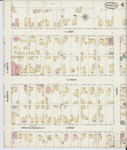 Sanborn Fire Insurance Map from Marion, Marion County, Ohio (1888), Sheet #0004 - Complete Map Set gallery image, historic Sanborn map, vintage wall art, Ohio Ohio