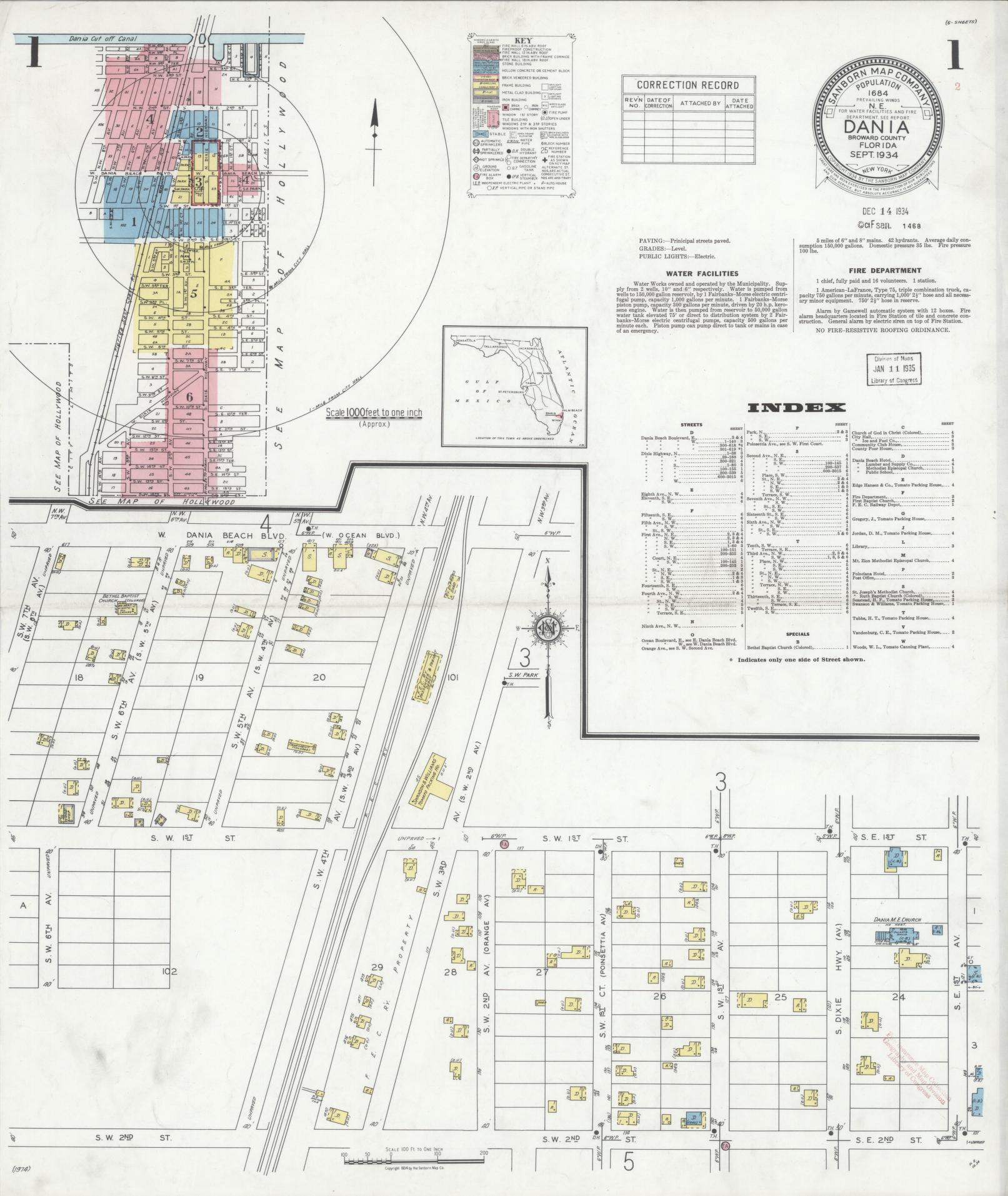 Sanborn Fire Insurance Map from Dania, Broward County, Florida. (1934) – Historic Sanborn Fire Insurance Map Print