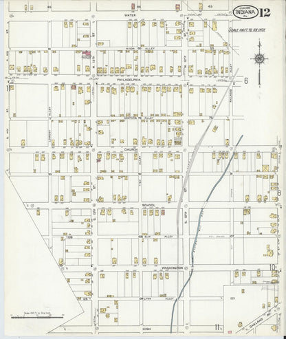 Sanborn Fire Insurance Map from Indiana, Indiana County, Pennsylvania (1916), Sheet #0012 - Historic Sanborn Fire Insurance Map Print, vintage old map wall art, antique decor, genealogy gift, Sanborn Fire Insurance Map from Indiana Indiana map