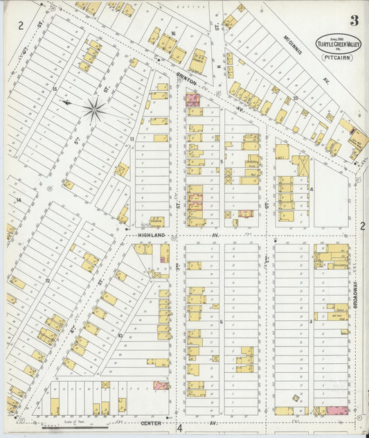Sanborn Fire Insurance Map from Turtle Creek Valley, Allegheny County, Pennsylvania (1900), Sheet #0003 - Historic Sanborn Fire Insurance Map Print, vintage old map wall art, antique decor, genealogy gift, Pennsylvania Pennsylvania map