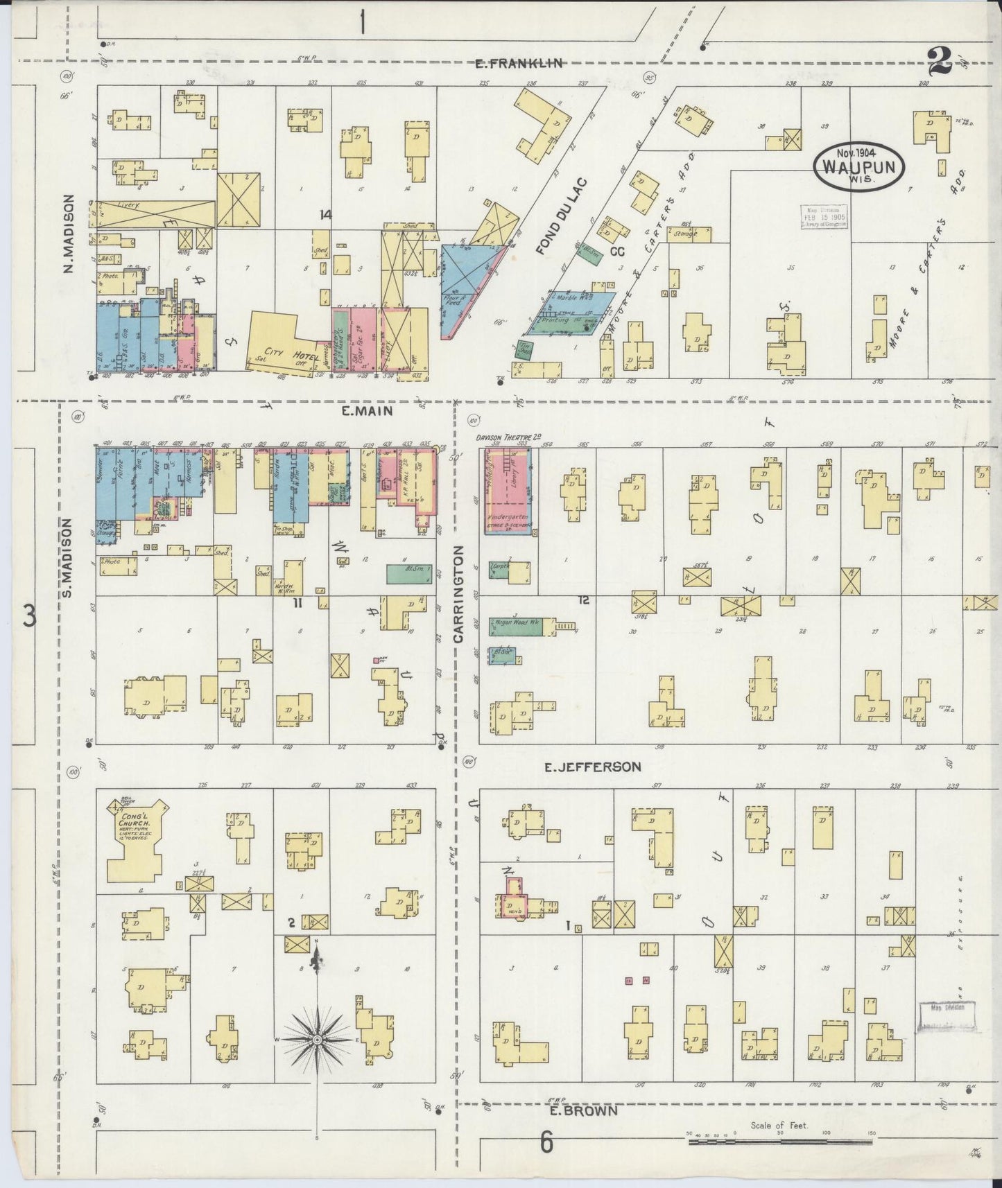 Sanborn Fire Insurance Map from Waupun, Dodge and Fond du Lac Counties, Wisconsin (1904), Sheet #0002 - Complete Map Set gallery image, historic Sanborn map, vintage wall art, Wisconsin Wisconsin